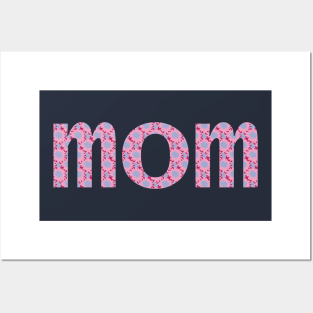 Mom Floral Art Typography Pink Blue Posters and Art